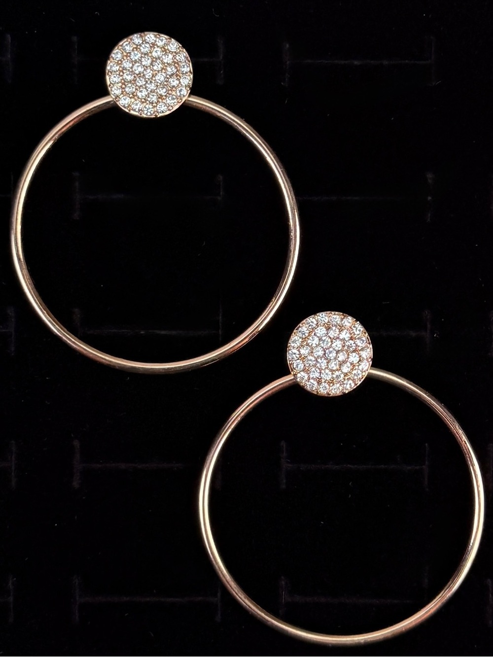 Elegant Goldtone Hoop Pierced Earrings with Crystal Accents